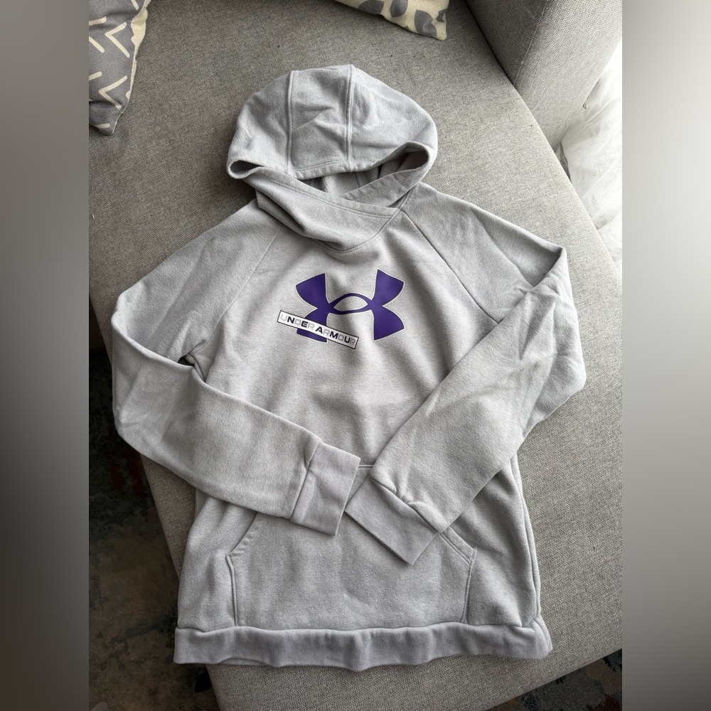 Under Armour Charcoal Hoodie with Colorful Logo